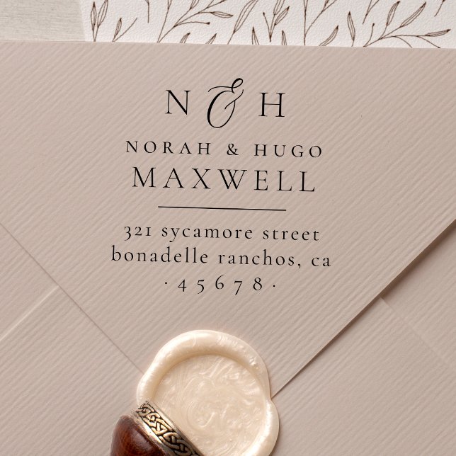 Tampon Auto-encreur Monogramme Initiales Couples Adresse de retour (Rubber Stamp Mock-up)