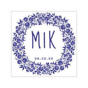 Tampon Auto-encreur Monogramme mariage Enregistrer la date Couronne