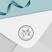 Monogramme moderne Bordure ronde Nom Adresse de re