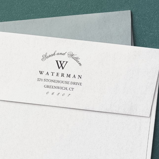 Tampon Auto-encreur Monogramme officiel | Adresse de retour (Créateur téléchargé)