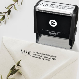Tampon Auto-encreur Monogramme ou Ajouter un logo Adresse de retour d'