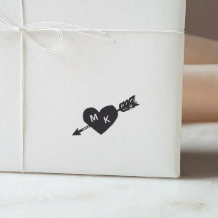 Tampon Auto-encreur Monogramme personnalisé Coeur et Flèche