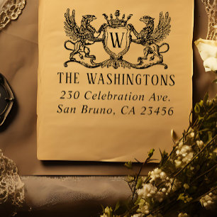 Tampon Auto-encreur Monogramme vintage Griffins   Nom et adresse de re