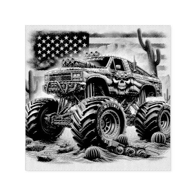 TAMPON AUTO-ENCREUR  MONSTER CAMION AUTO-INKING (Design)