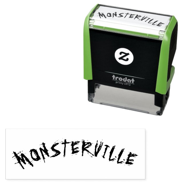 TAMPON AUTO-ENCREUR  " MONSTERVILLE " HALLOWEEN HORROR AMUSANT MONSTER  (En situation)