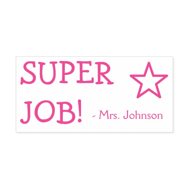 Tampon Auto-encreur Motivation "SUPER JOB!" + Nom Tutor Timbre en caou (Design)