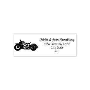 Tampon Auto-encreur Motorcycle Vintage Wedding Retour Adresse Cool