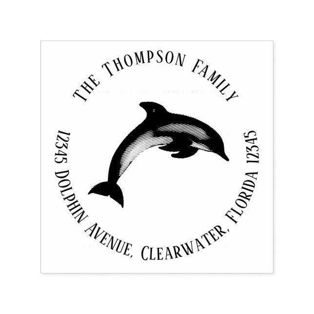 Tampon Auto-encreur Nature Botanique Adresse de retour Dolphin (Design)