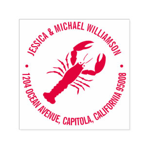 Tampon Auto-encreur Nautical Beach Ocean Lobster Adresse de retour