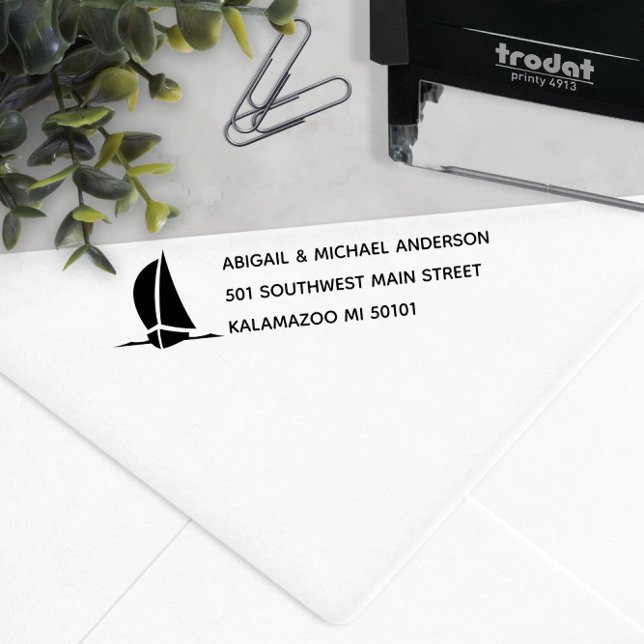 Tampon Auto-encreur ⛵ Nautical Sailboat Adresse de retour (⛵ Nautical Sailboat Return Address Self-inking Stamp
)
