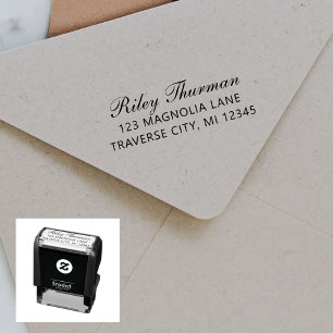 Tampon Auto-encreur Nom complet Fancy Return Address Self-inking Timbr