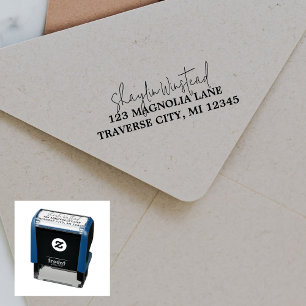 Tampon Auto-encreur Nom complet Fancy Return Address Self-inking Timbr