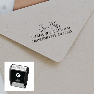 Tampon Auto-encreur Nom complet Fancy Return Address Self-inking Timbr