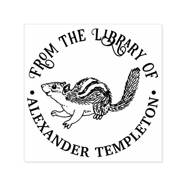 Tampon Auto-encreur Nom de bibliothèque de joli écureuil rustique (Design)