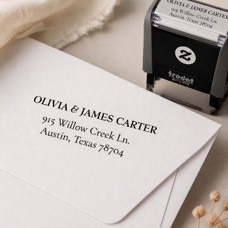 Tampon Auto-encreur Nom de couple élégant Adresse de retour de mariage