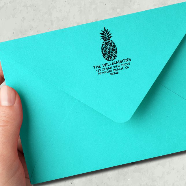 Tampon Auto-encreur Nom de famille Ananas Adresse de retour (Créateur téléchargé)
