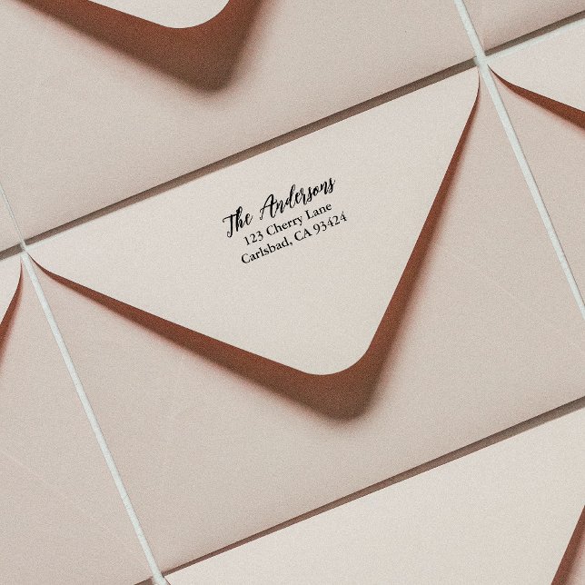 Tampon Auto-encreur Nom de famille de script Adresse de retour (Créateur téléchargé)