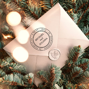 Tampon Auto-encreur Nom de famille minimaliste arrondi moderne