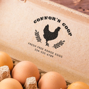 Tampon Auto-encreur Nom de la ferme de crayon gras Oeuf de poulet rust