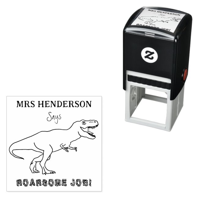 Tampon Auto-encreur Nom de l'enseignant de l'école Dinosaur Roarsome J (En situation)