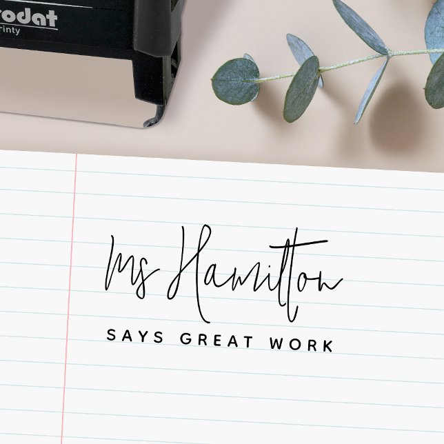 Tampon Auto-encreur Nom de l'enseignant Grand travail Marquage de l'éc (Créateur téléchargé)