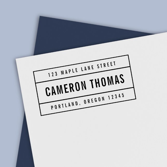 Tampon Auto-encreur Nom en gras ordonné moderne Adresse de retour (Créateur téléchargé)