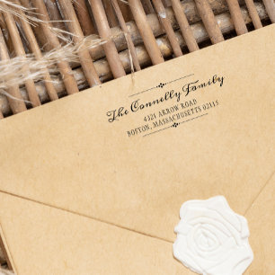 Tampon Auto-encreur Nom et adresse de calligraphie vintage