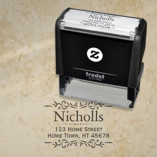 Tampon Auto-encreur Nom Et Adresse Personnalisés Retro Classic (Retro Classic Personalized Name And Address Self-inking Stamp)