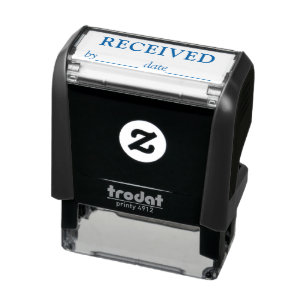 Tampon Auto-encreur Nom et date reçus Black Blue Ink Business