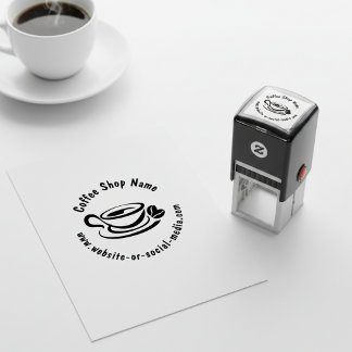 Tampon Auto-encreur Nom et site Web personnalisés de café