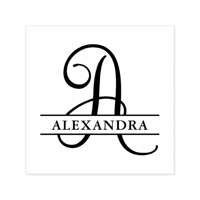 Tampon Auto-encreur Nom Monogramme De Script Fractionné Pour La Lettre (Design)