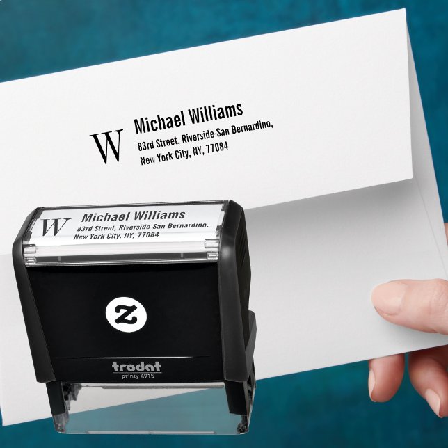 Tampon Auto-encreur Nom monographique personnalisé Adresse de retour p (Custom Monogram Name Professional Return Address Self-inking Stamp)