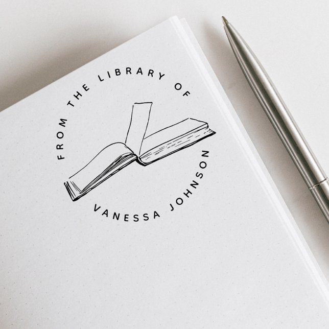 Tampon Auto-encreur Nom Personnalisé Classique De La Bibliothèque Du L (Classic Simple Minimal Custom Name From The Library Of Book Self-inking Stamp)