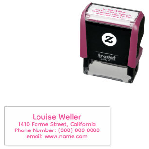Tampon Auto-encreur Nom simple et adresse rose
