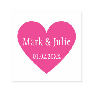 Tampon Auto-encreur Noms de couple Mariages mignons Date Coeur Art Tim