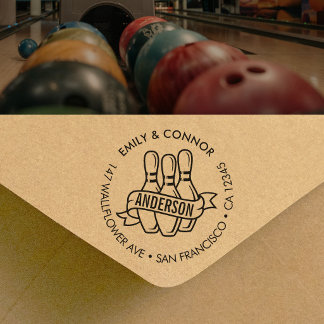 Tampon Auto-encreur Noms de famille de bowling personnalisés Adresse d