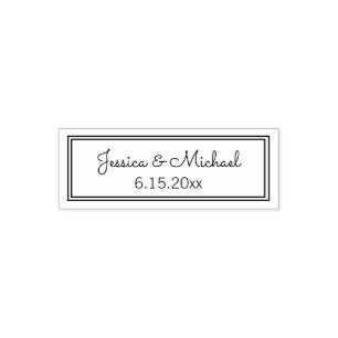 Tampon Auto-encreur Noms du couple Mariage moderne mignon Date