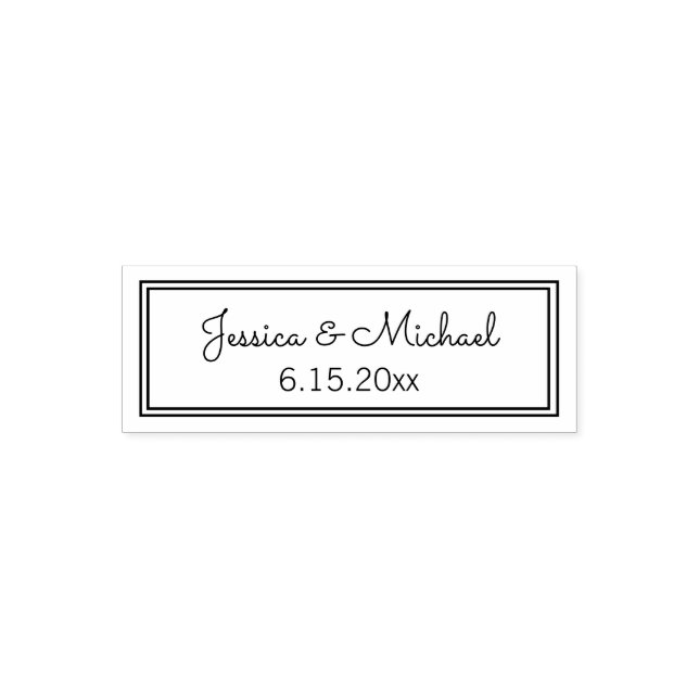 Tampon Auto-encreur Noms du couple Mariage moderne mignon Date (Design)