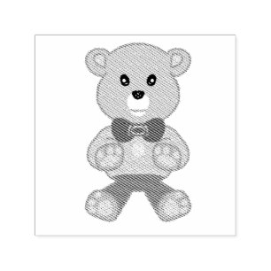Tampon Auto-encreur Nounours adorable avec noeud papillon