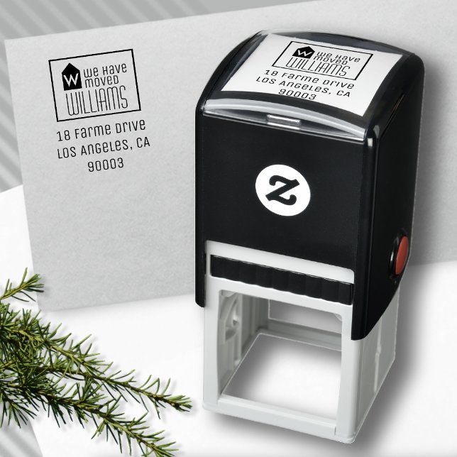 Tampon Auto-encreur nous avons déménagé, black&white nouvelle adresse  (Créateur téléchargé)