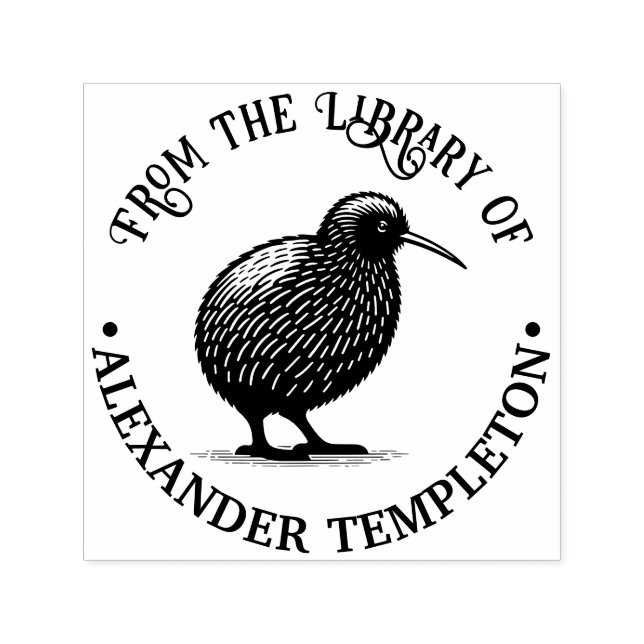 Tampon Auto-encreur Nouvelle-Zélande Kiwi Bird Library Nom du livre (Design)