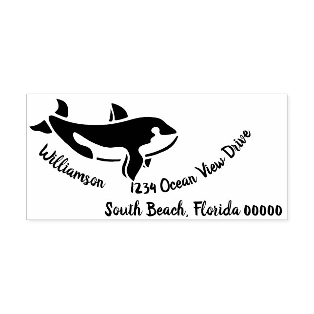 Tampon Auto-encreur Ocean Sea Whale Island Beach Adresse de retour (Design)