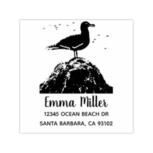 Tampon Auto-encreur Ocean Seagull Nom personnalisé Adresse de retour