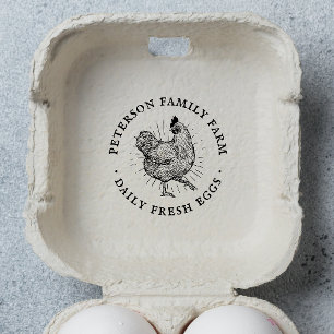 Tampon Auto-encreur Oeuf De Poulet Personnalisé Rustique À La Main