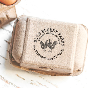 Tampon Auto-encreur Oeufs frais de ferme Poulet Vintage et coq
