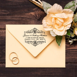 Tampon Auto-encreur Ornate Flourish Vintage Wedding Adresse de retour