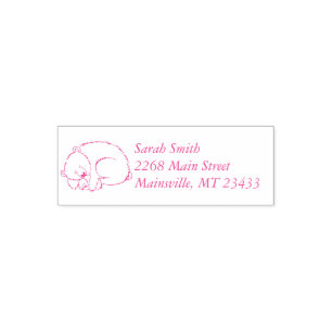 Tampon Auto-encreur Ours polaire Baby shower fille rose