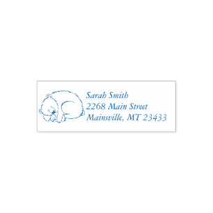 Tampon Auto-encreur Ours polaire Baby shower Hiver bleu garçon
