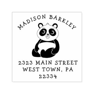 Tampon Auto-encreur Panda Bear Kid's Cute Return Adresse Stamp