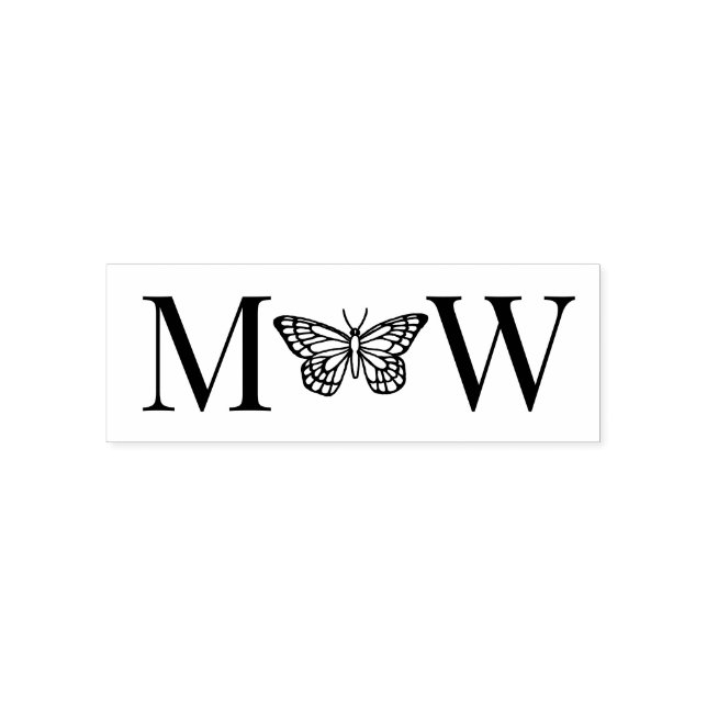 Tampon Auto-encreur Papillon #3 Couple Mariage 2 Monogramme initial (Design)